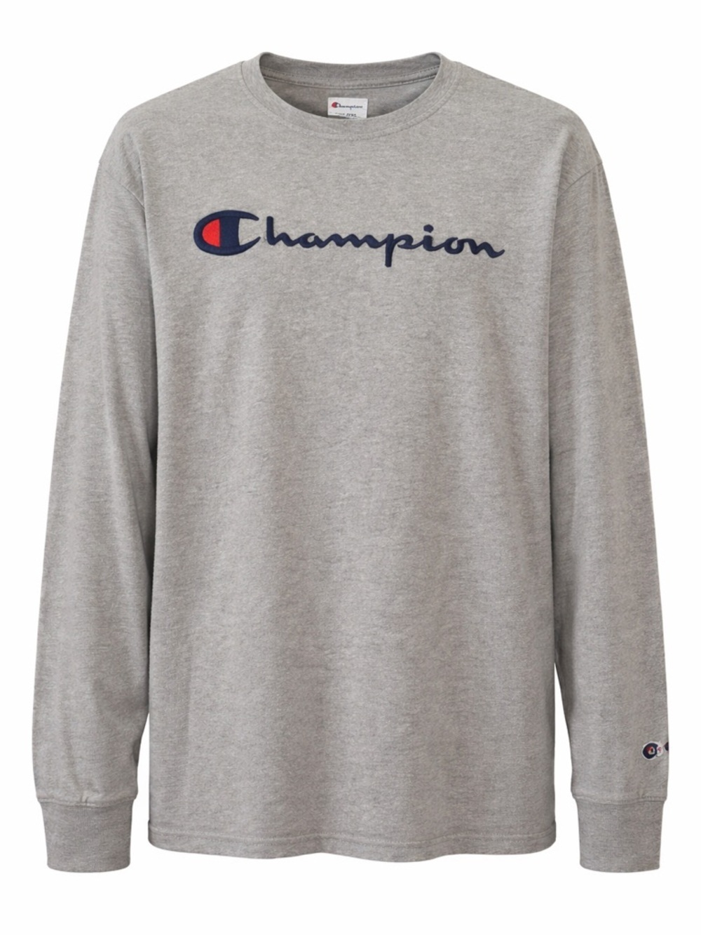 Champion Script Logo Grey Long Sleeve Tee XXL